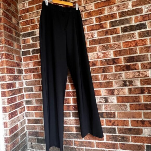 NENSI DOJAKA  BNWOT Satin-trimmed crepe wide-leg pant Made in Italy M - Picture 3 of 16